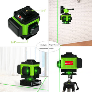 EPibuss Wireless Remote Control 3D 360 Degree 12 Lines Green Laser Level