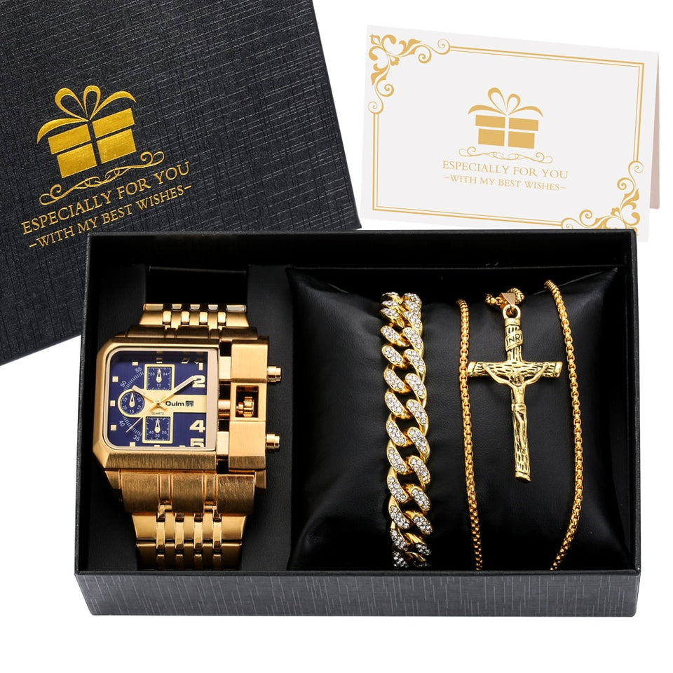 EPibuss Luxury Men Quartz Jewelry set