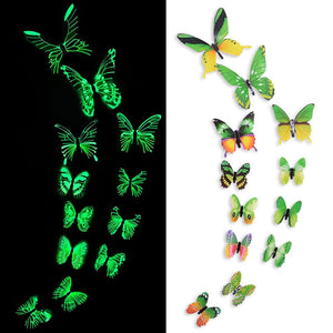 EPibuss 12pcs/lot Luminous  Colorful Butterflies Butterfly 3D Wall Sticker