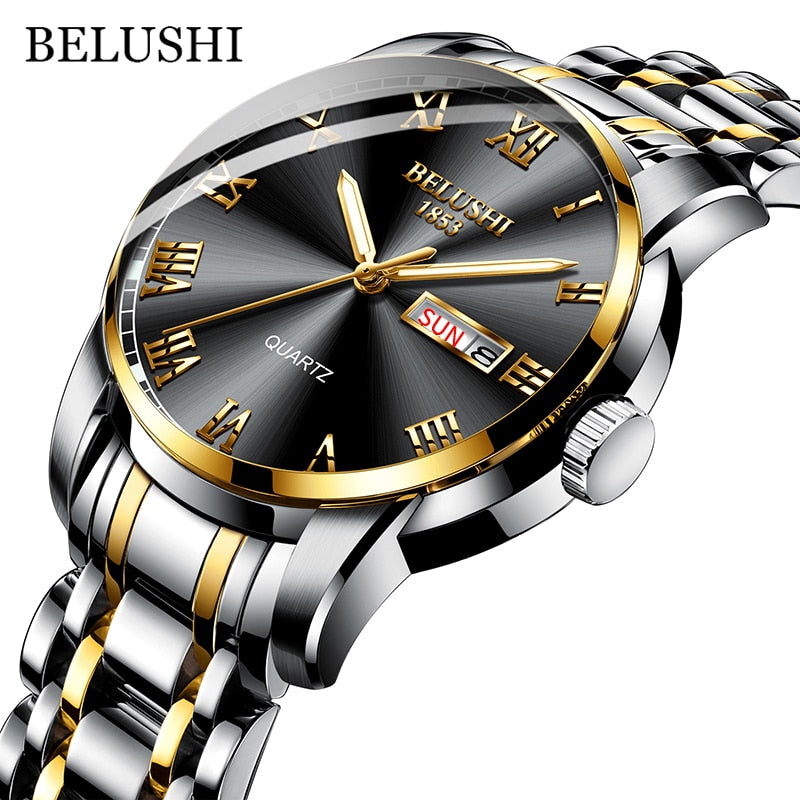 EPibuss Men Stainless Steel Business Clock Waterproof Luminous Watches