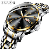 EPibuss Men Stainless Steel Business Clock Waterproof Luminous Watches