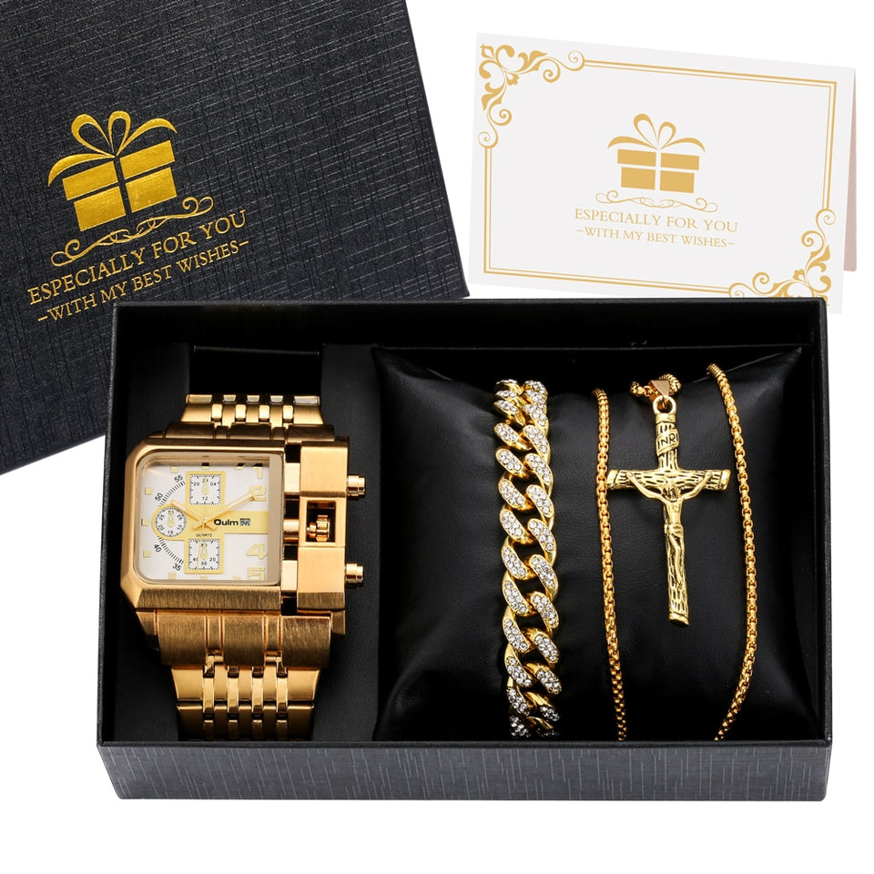 EPibuss Luxury Men Quartz Jewelry set