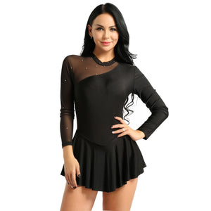 EPibuss Costume Long Sleeve Latin Ballet Stage Dance Gymnastics Leotard Dress