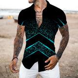 EPibuss Men Summer Casual Buttoned  Print Short Sleeve Shirt