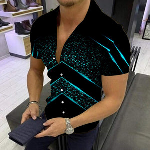 EPibuss Men Summer Casual Buttoned  Print Short Sleeve Shirt