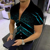 EPibuss Men Summer Casual Buttoned  Print Short Sleeve Shirt