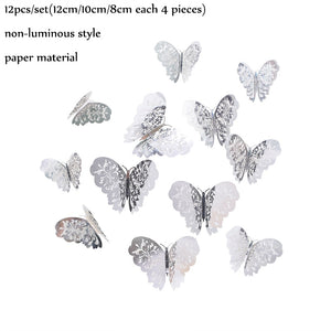 EPibuss 12pcs/lot Luminous  Colorful Butterflies Butterfly 3D Wall Sticker