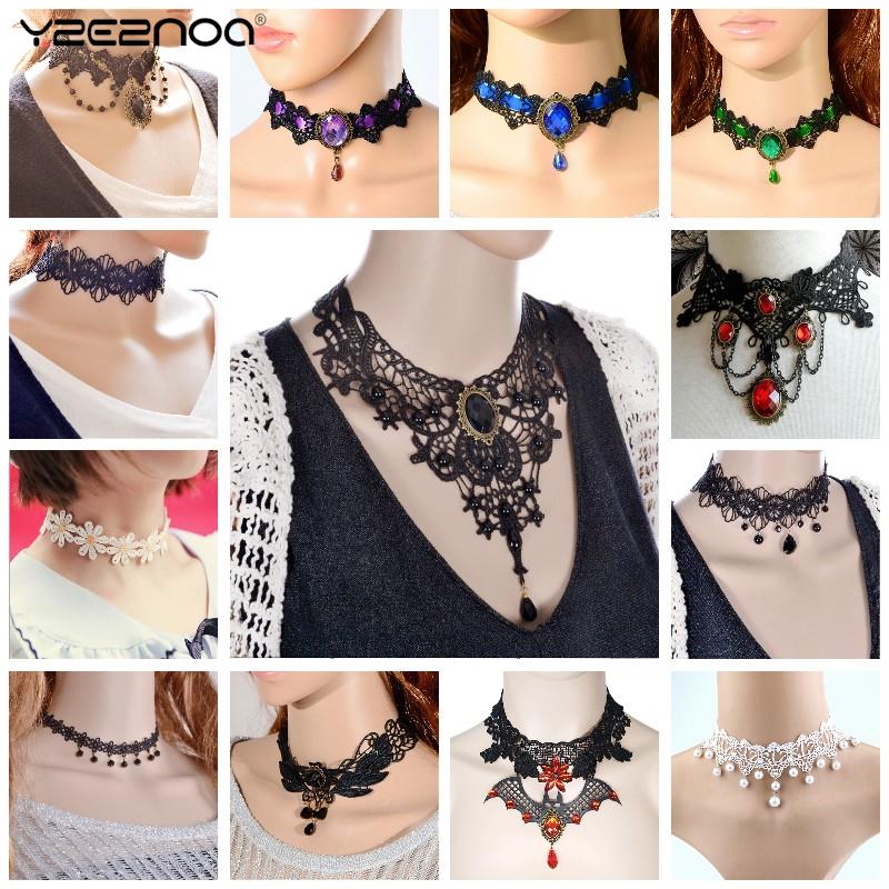 EPibuss Women Black Beaded Flowers Crystal  Necklace Jewelry