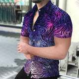 EPibuss Men Summer Casual Buttoned  Print Short Sleeve Shirt