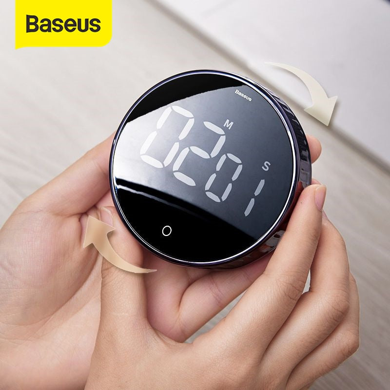 EPibuss Baseus Magnetic Kitchen Digital Timer Manual Countdown Alarm Clock For Cooking Shower Study