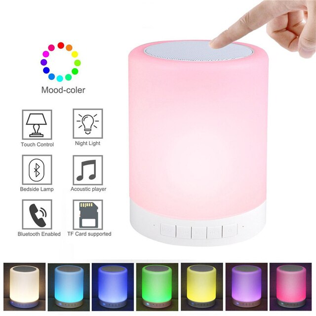 EPibuss Creative Wireless Bluetooth Speaker Touch LED Colorful Night Light