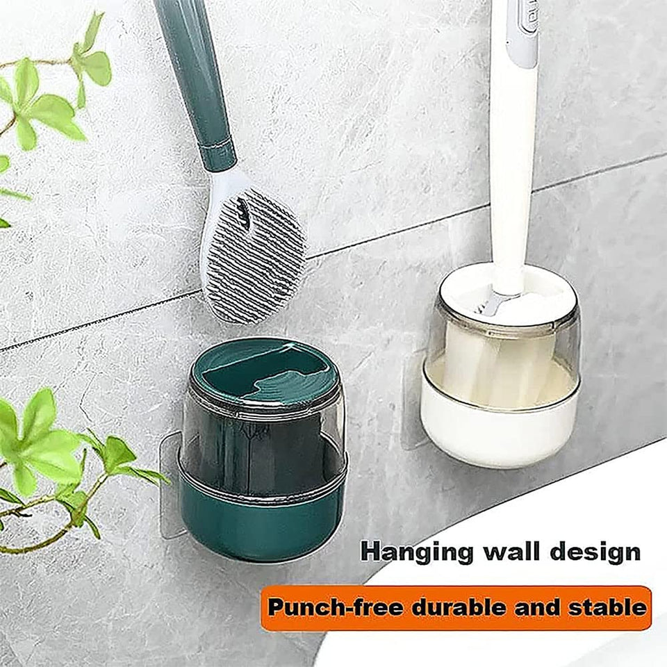 EPibuss Silicone Refillable Soap Dispensing Toilet Brush Holder Set