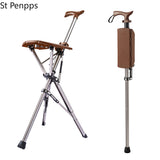 EPibuss Multifunctional Non Slip Portable Elderly Rest Outdoors Folding Crutch Chair