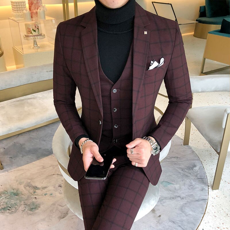 EPibuss Men Fashion 3pcs Set Business Suit