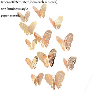 EPibuss 12pcs/lot Luminous  Colorful Butterflies Butterfly 3D Wall Sticker