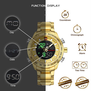 EPibuss NAVIFORCE  Men Luxury Brand Stainless Steel Waterproof  Military Sport Digital Watch