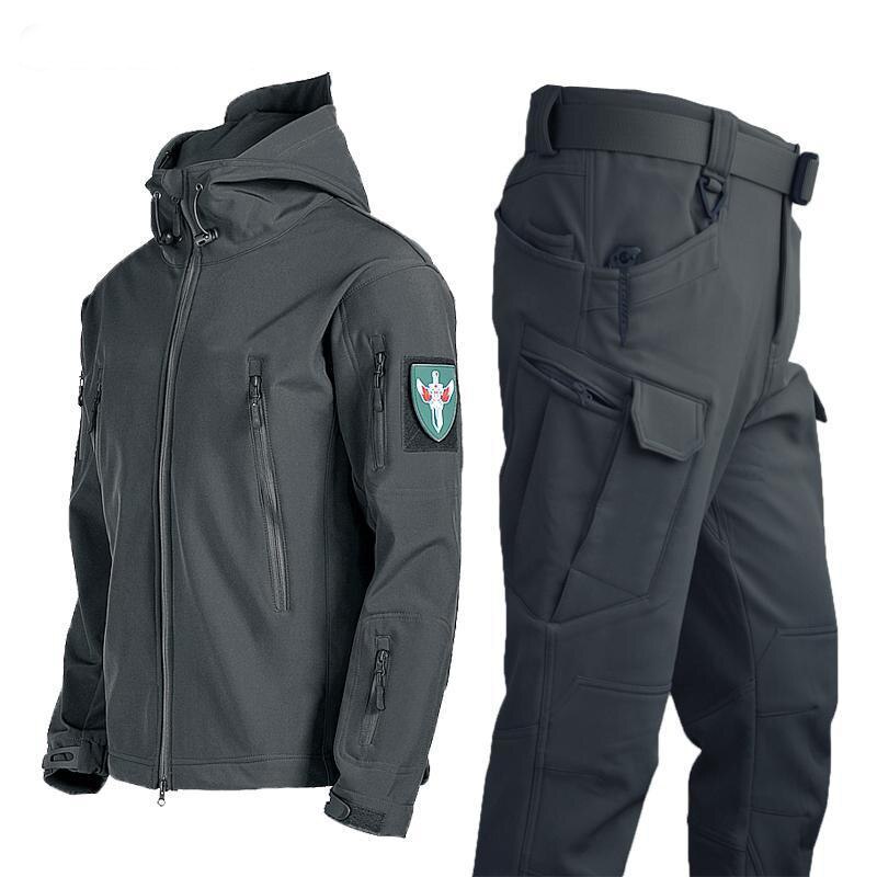 EPibuss Water/Windproof Thermal Military Men Winter Soft Shell Fleece Jacket +pants