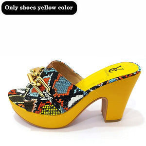 EPibuss Italian snake pattern platform women high heels matching handbags