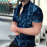 EPibuss Men Summer Casual Buttoned  Print Short Sleeve Shirt