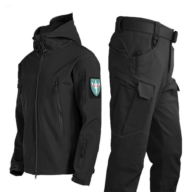 EPibuss Water/Windproof Thermal Military Men Winter Soft Shell Fleece Jacket +pants