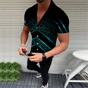EPibuss Men Summer Casual Buttoned  Print Short Sleeve Shirt