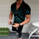 EPibuss Men Summer Casual Buttoned  Print Short Sleeve Shirt