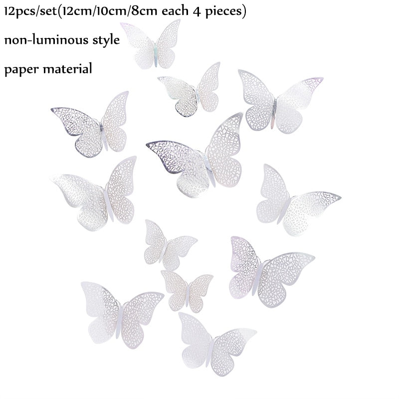 EPibuss 12pcs/lot Luminous  Colorful Butterflies Butterfly 3D Wall Sticker