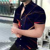 EPibuss Men Summer Casual Buttoned  Print Short Sleeve Shirt