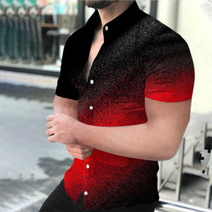 EPibuss Men Summer Casual Buttoned  Print Short Sleeve Shirt