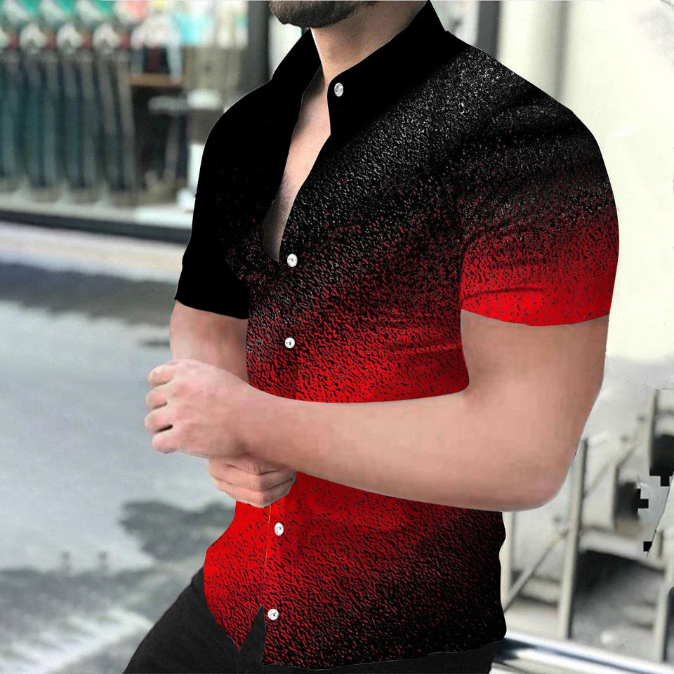 EPibuss Men Summer Casual Buttoned  Print Short Sleeve Shirt