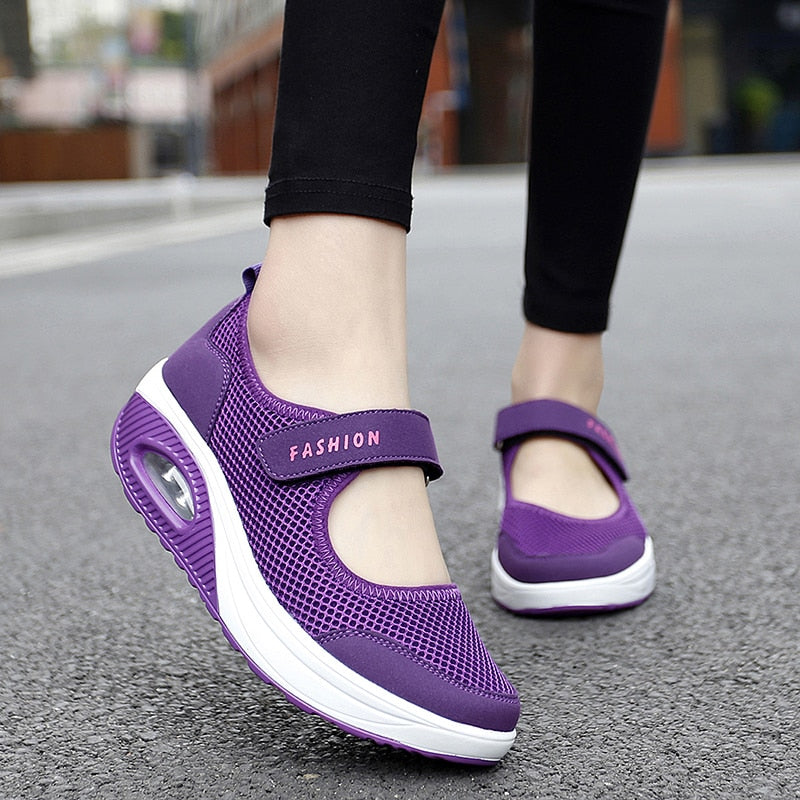 EPibuss Large Women Lightweight Mesh Breathable Sneakers Flat Shoes