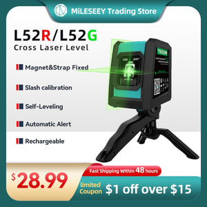 EPibuss Mileseey Laser Level Green Rechargeable Vertical Cross with Tripod For Home