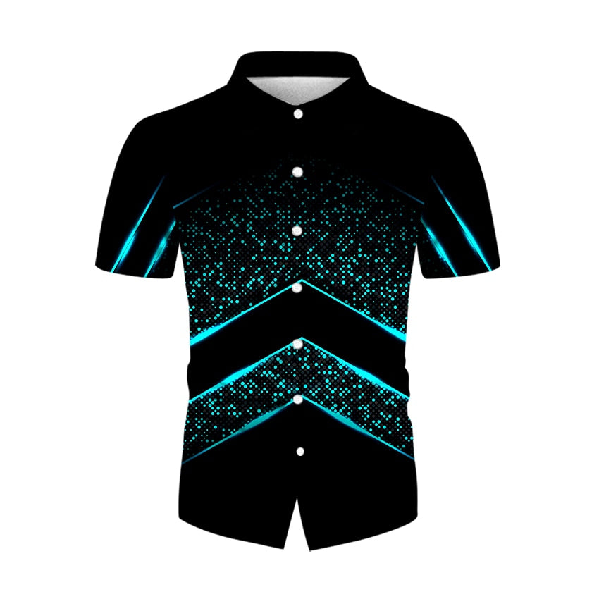 EPibuss Men Summer Casual Buttoned  Print Short Sleeve Shirt