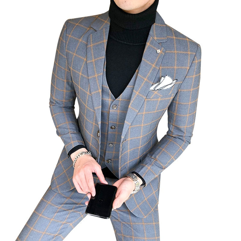 EPibuss Men Fashion 3pcs Set Business Suit