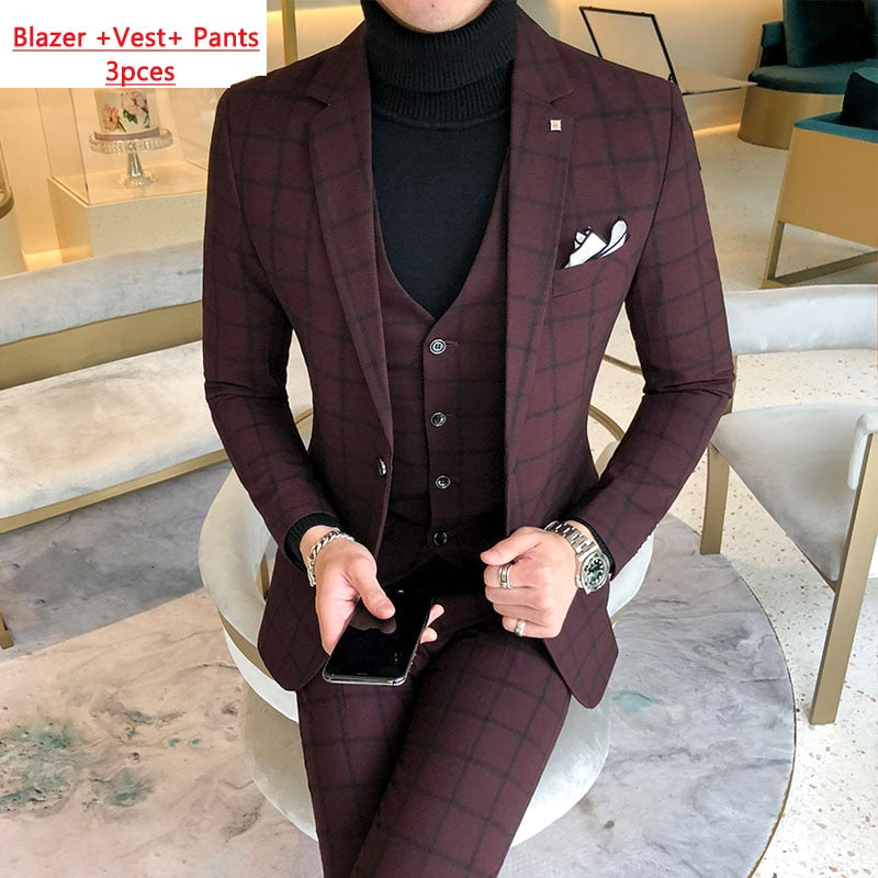 EPibuss Men Fashion 3pcs Set Business Suit