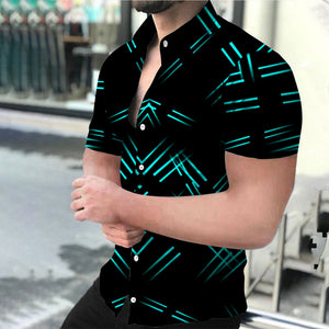 EPibuss Men Summer Casual Buttoned  Print Short Sleeve Shirt