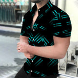EPibuss Men Summer Casual Buttoned  Print Short Sleeve Shirt