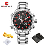 EPibuss NAVIFORCE  Men Luxury Brand Stainless Steel Waterproof  Military Sport Digital Watch