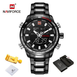 EPibuss NAVIFORCE  Men Luxury Brand Stainless Steel Waterproof  Military Sport Digital Watch