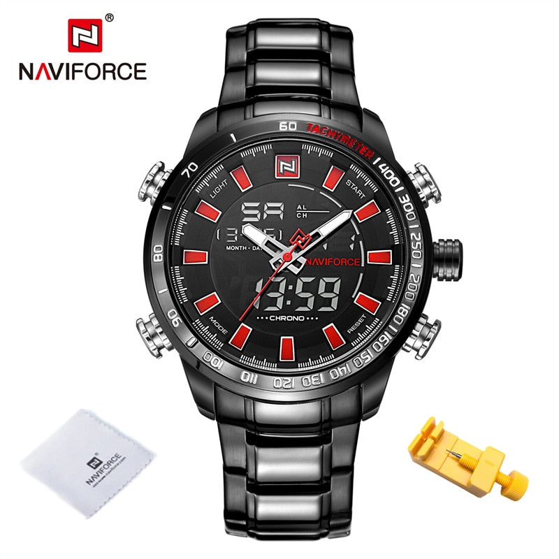 EPibuss NAVIFORCE  Men Luxury Brand Stainless Steel Waterproof  Military Sport Digital Watch