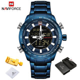 EPibuss NAVIFORCE  Men Luxury Brand Stainless Steel Waterproof  Military Sport Digital Watch