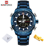 EPibuss NAVIFORCE  Men Luxury Brand Stainless Steel Waterproof  Military Sport Digital Watch