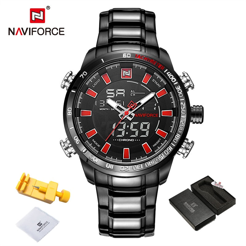 EPibuss NAVIFORCE  Men Luxury Brand Stainless Steel Waterproof  Military Sport Digital Watch