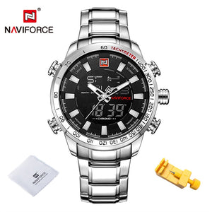 EPibuss NAVIFORCE  Men Luxury Brand Stainless Steel Waterproof  Military Sport Digital Watch